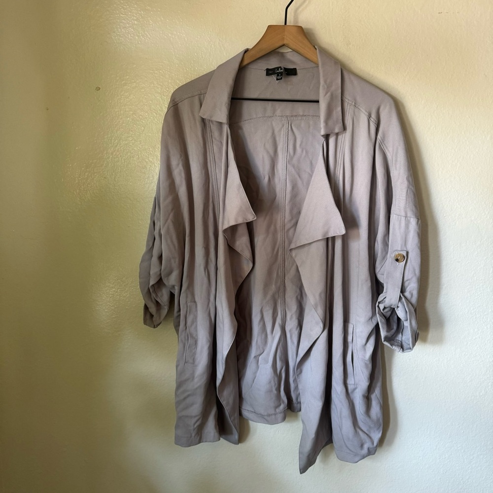 Lulus | Lucky Break Light Grey Oversized Jacket View 2